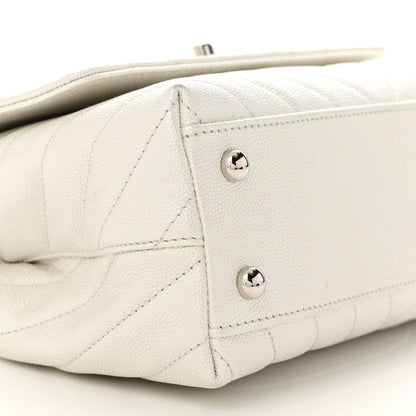 Chanel Iridescent Caviar Chevron Quilted Mini Coco Handle Flap White 9 of 14