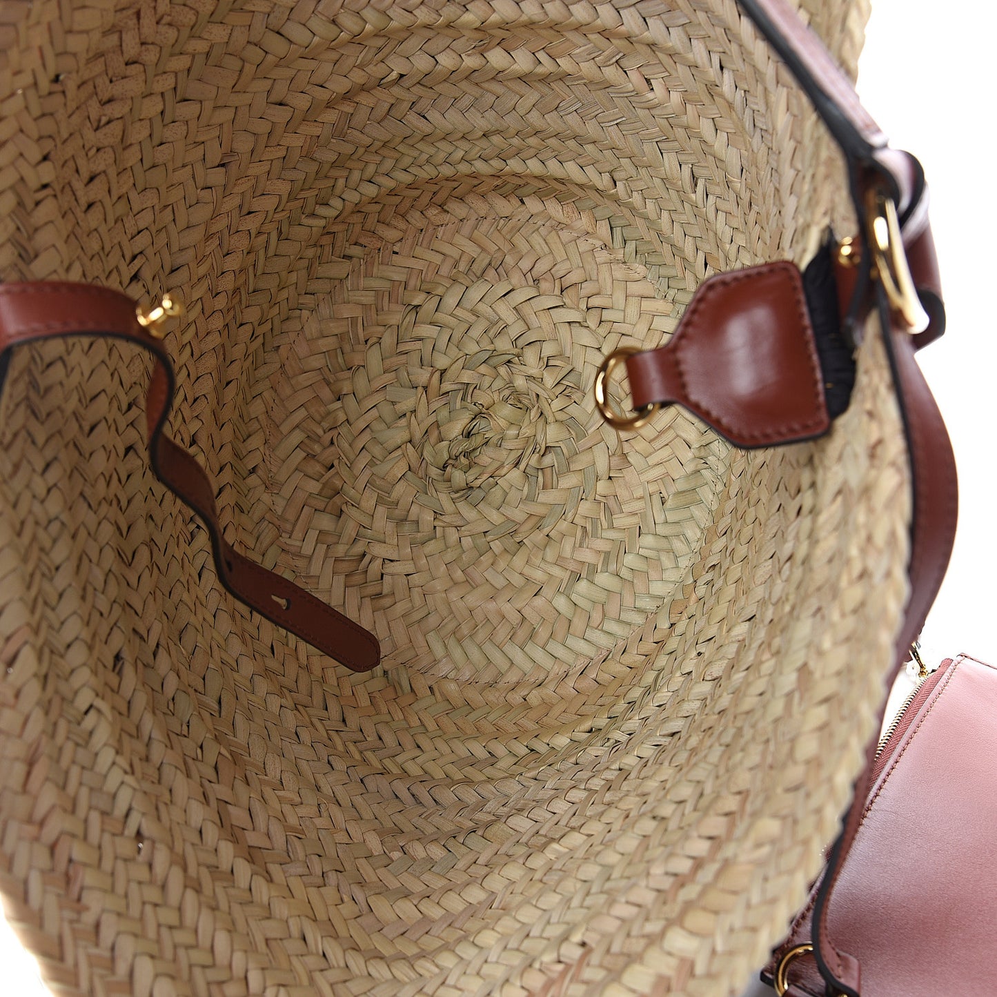 Smooth Calfskin Raffia Little Horses Medium Panier Basket Black Yellow
