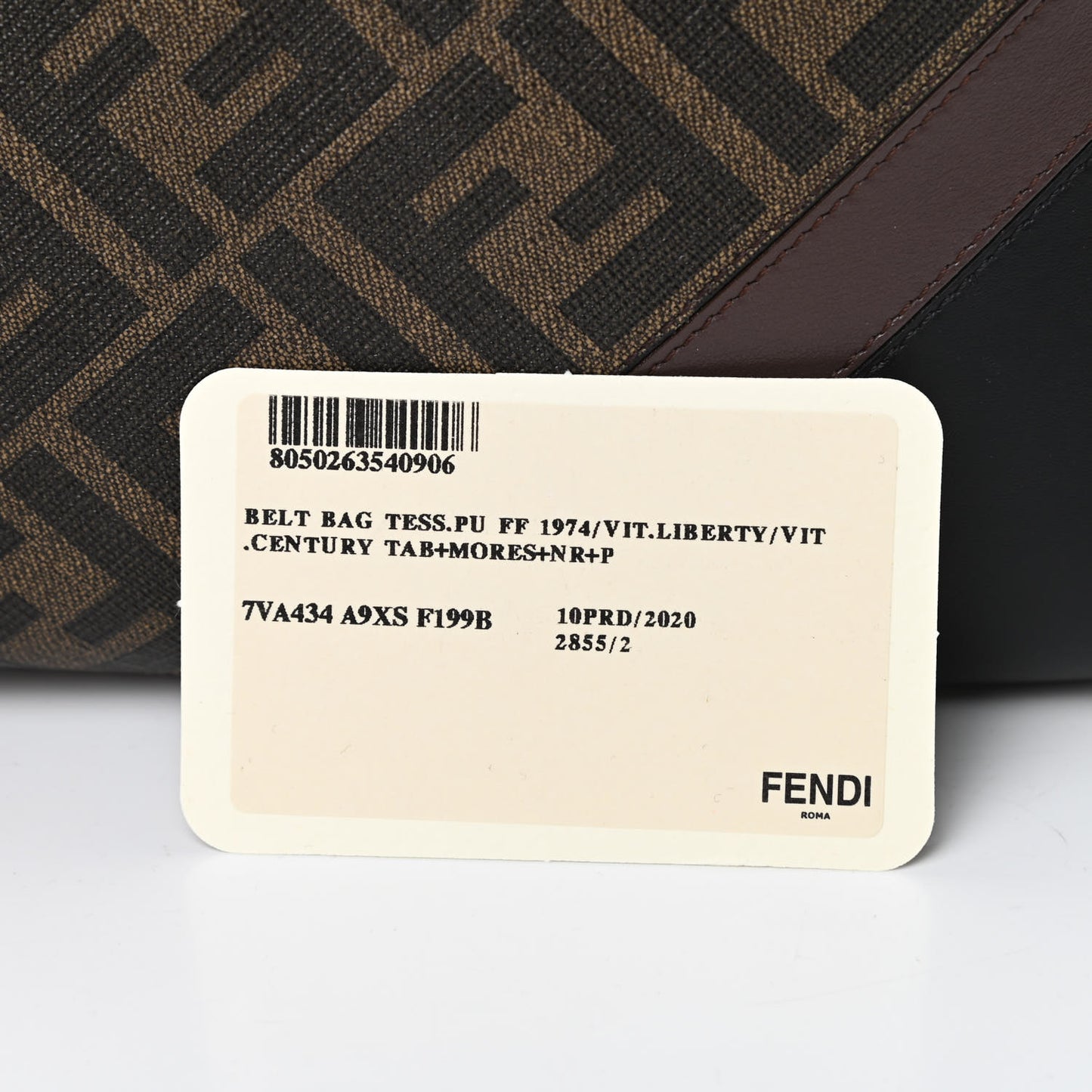 Glazed Fabric Vitello Liberty FF 1974 Diagonal Belt Bag Tobacco Moresco Black