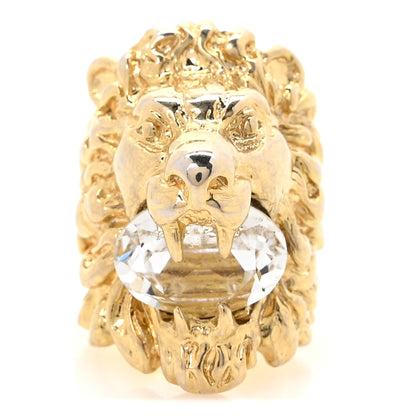 Gucci Metal Crystal Lion Head Ring 52 6 Aged Gold 1 of 5