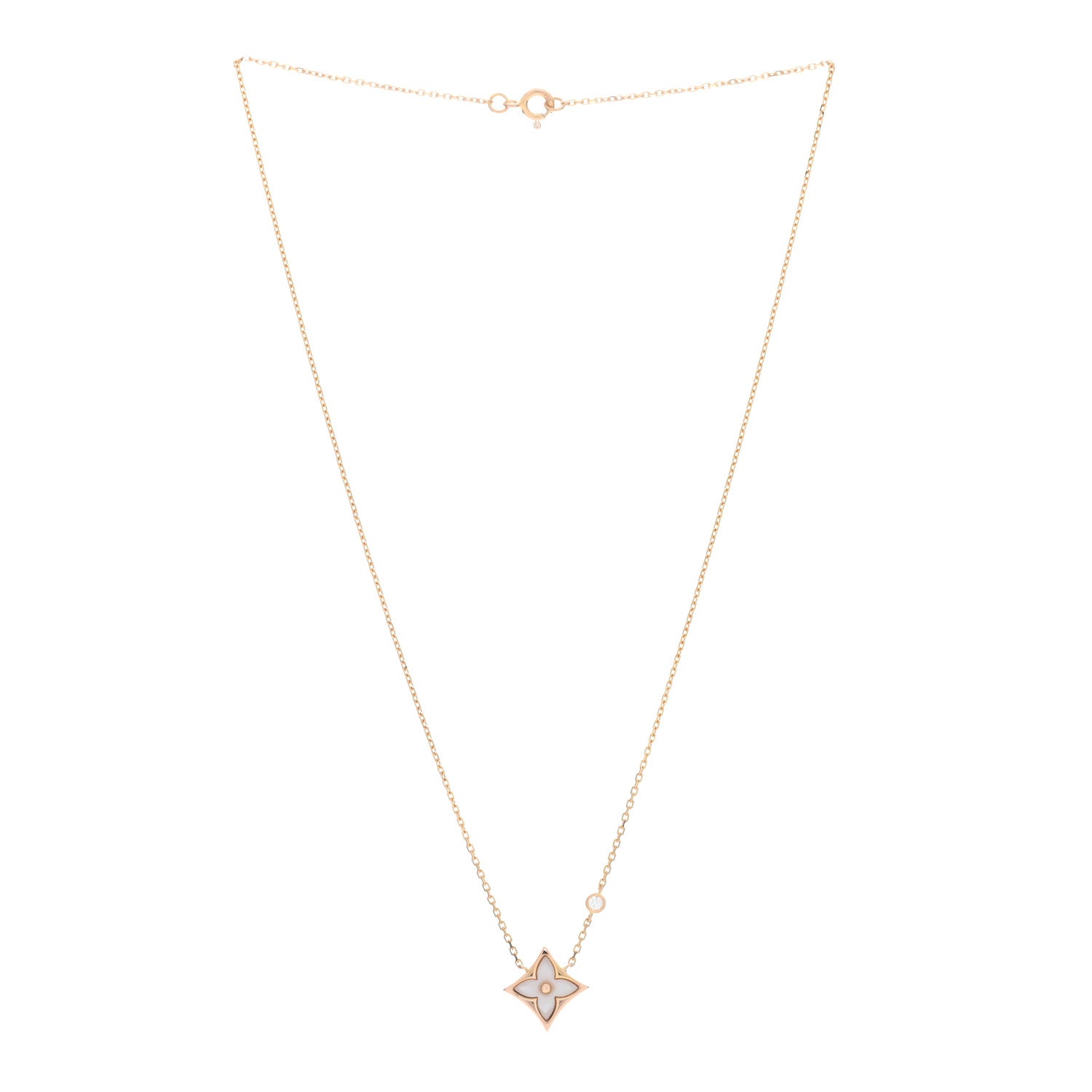 Louis Vuitton 18K Pink Gold Diamond Mother of Pearl Color Blossom BB Star Pendant Necklace 2 of 6