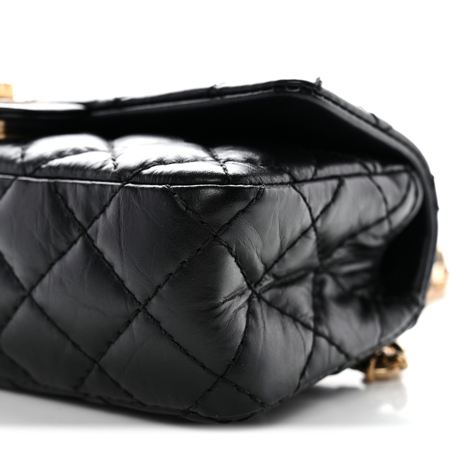 Chanel Aged Calfskin Quilted 2.55 Reissue Chain Waist Bag Black 10 of 12