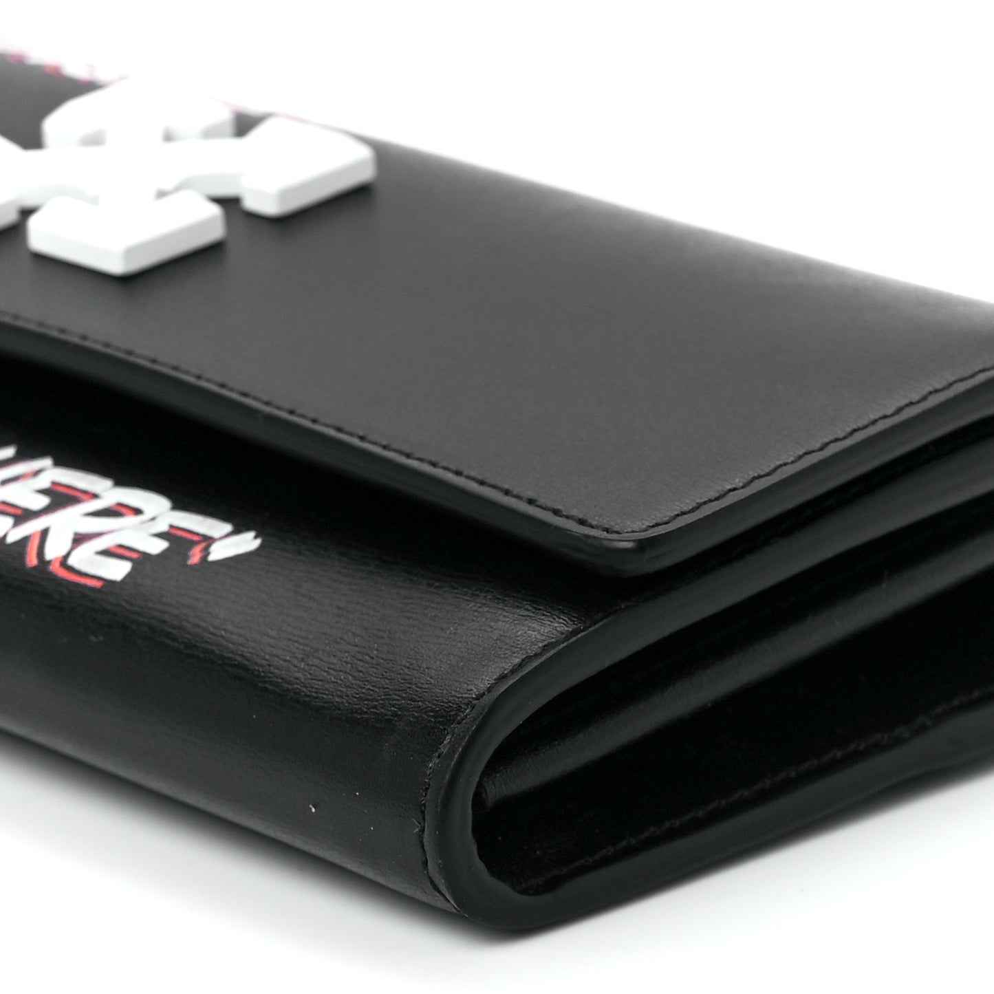 Calfskin Jitney Logo Flap Wallet On Chain Black