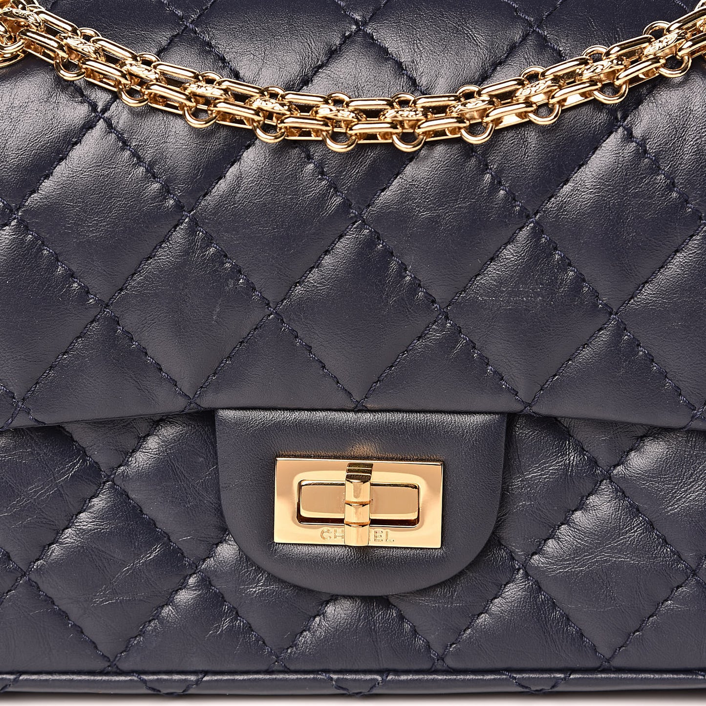 Aged Calfskin Quilted 2.55 Reissue Mini Flap Navy