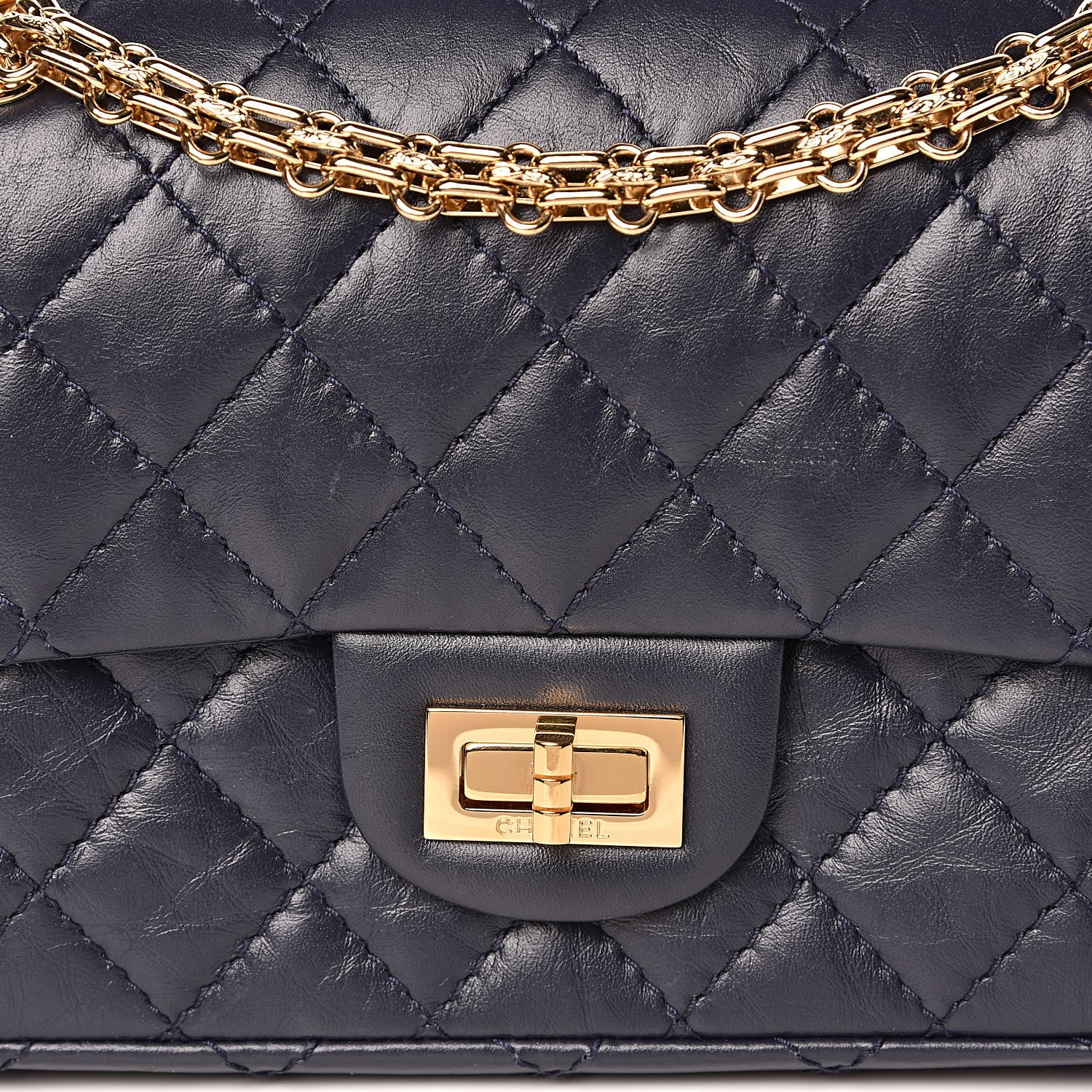 Chanel Aged Calfskin Quilted 2.55 Reissue Mini Flap Navy 11 of 12