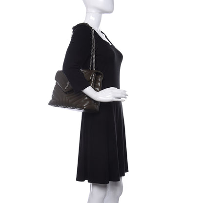 Saint Laurent Calfskin Y Quilted Monogram Medium Loulou Chain Satchel Kaki Fonce 2 of 11