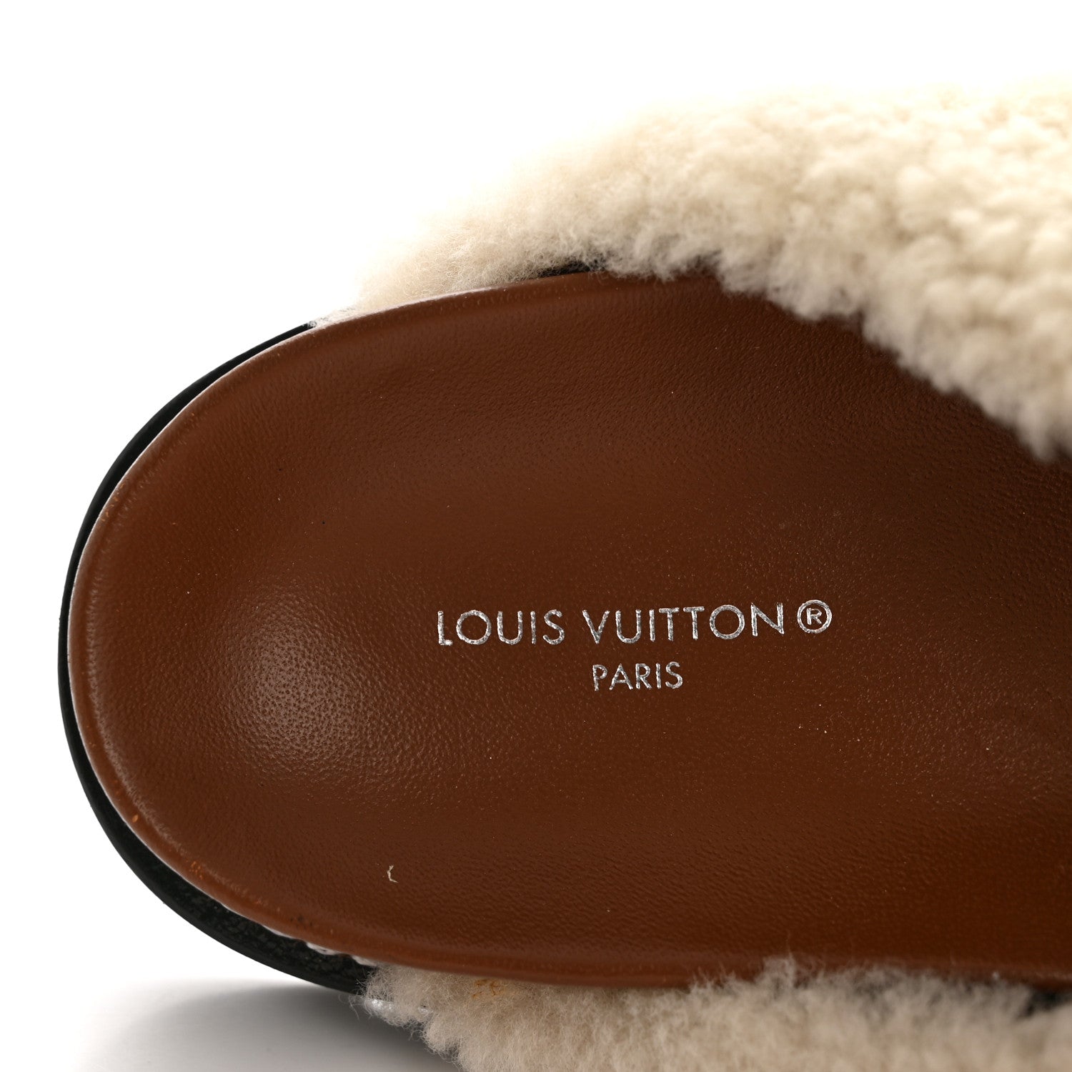 Louis Vuitton ブラウンファーミュール Louis Vuitton Shearling Paseo Flat Comfort Mule 36 Brown 1882843