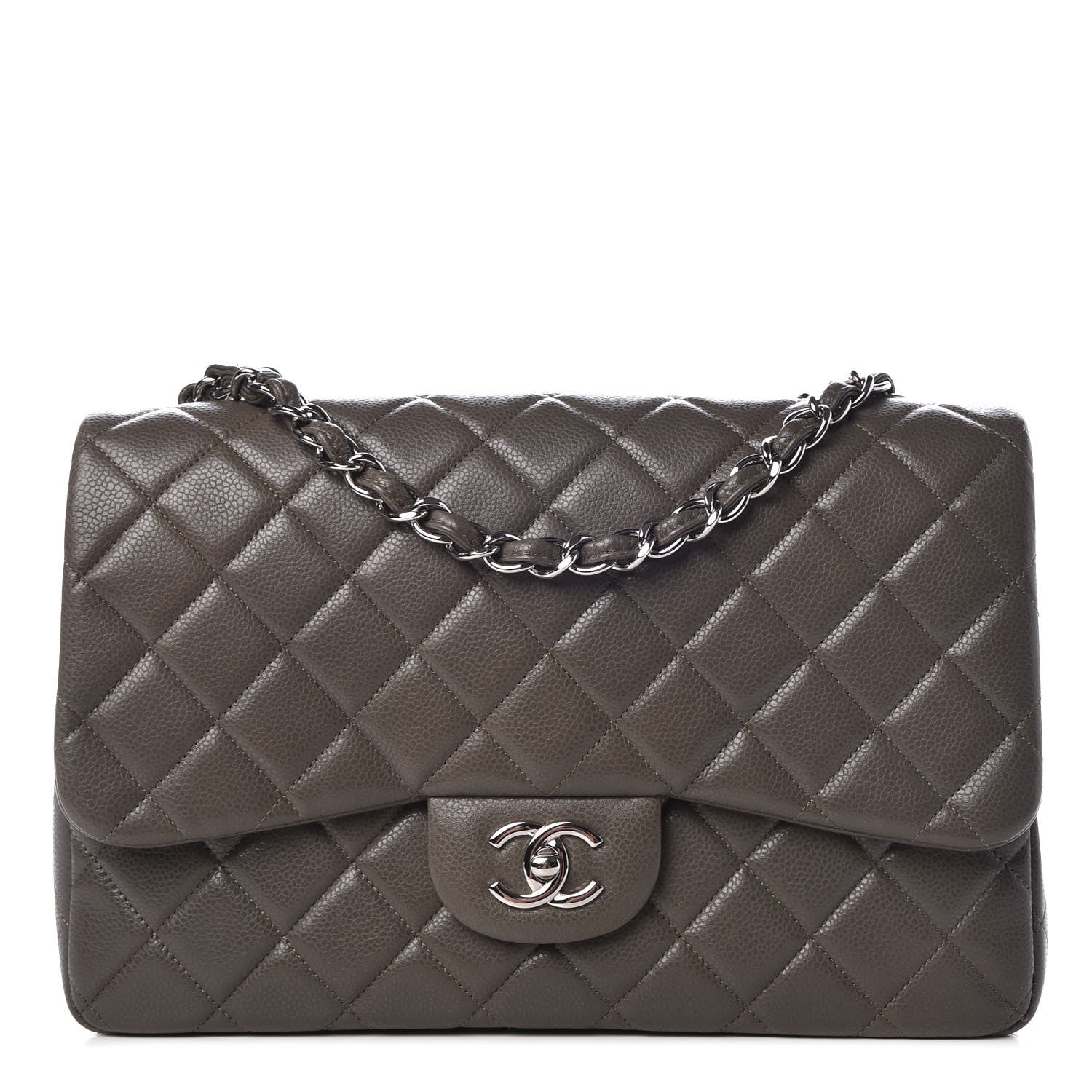 Chanel Caviar Quilted Jumbo Single Flap Grey 1 of 9