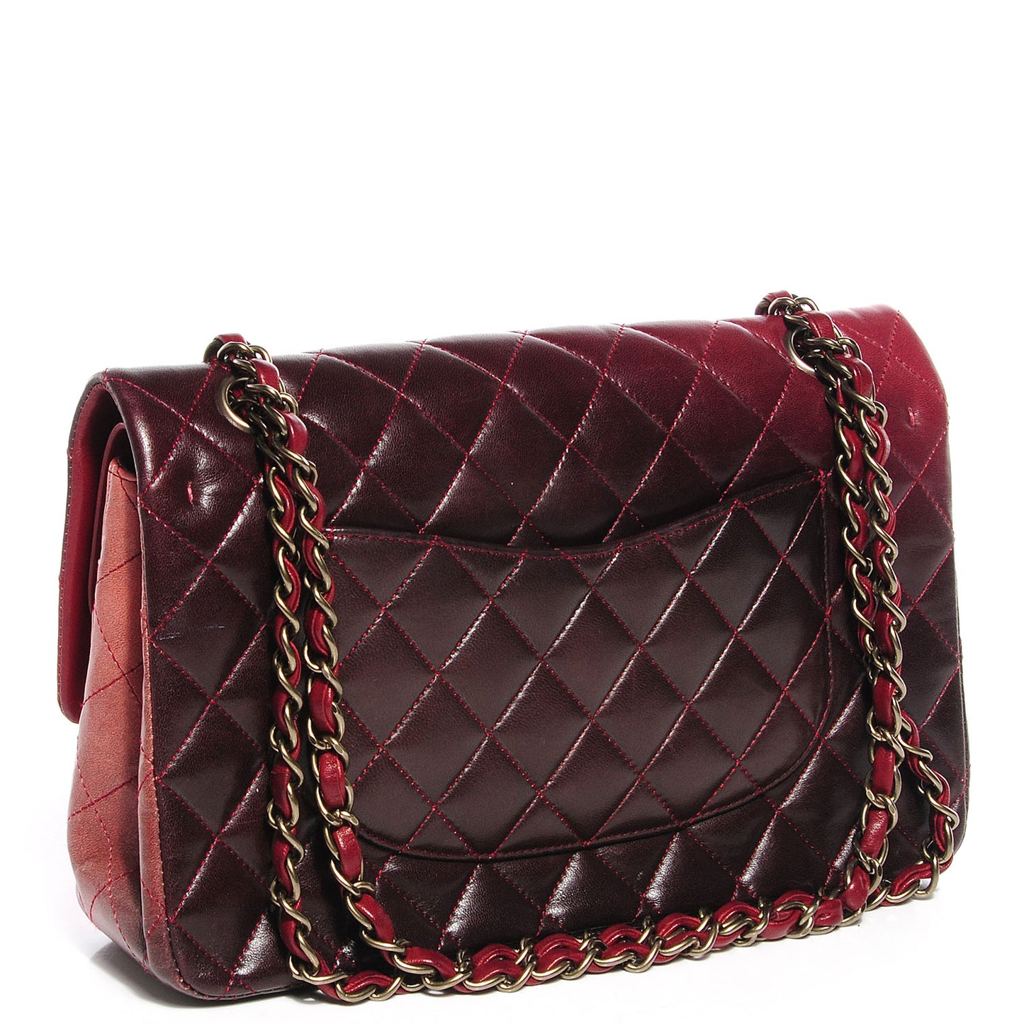 Lambskin Degrade Medium Double Flap Red