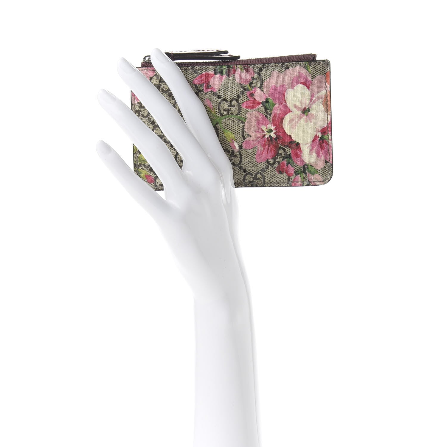Gucci GG Supreme Monogram Blooms Key Ring Coin Case Beige Multicolor Dry Rose 2 of 7