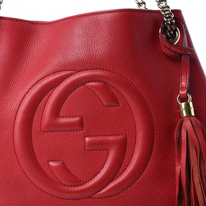 Gucci Pebbled Calfskin Medium Soho Chain Shoulder Bag Tabasco Red 25 of 25