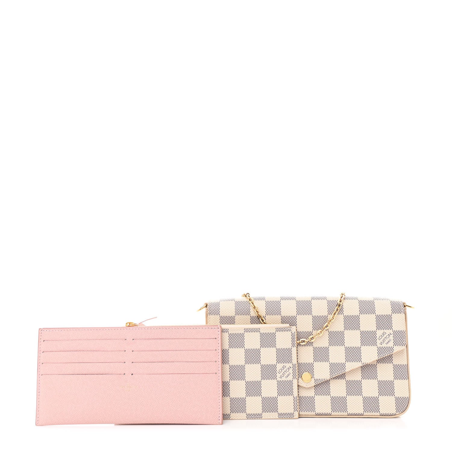 Louis Vuitton Damier Azur Pochette Felicie Chain Wallet Rose Ballerine 3 of 12