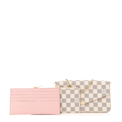 Louis Vuitton Damier Azur Pochette Felicie Chain Wallet Rose Ballerine 3 of 12