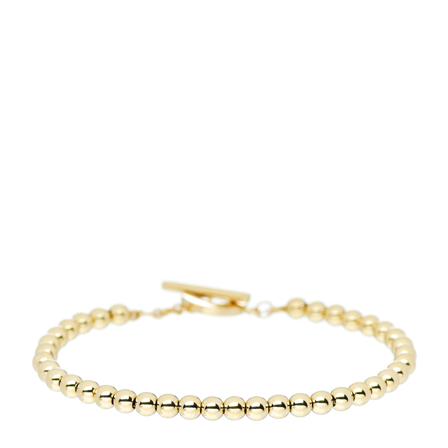 Tiffany 18K Yellow Gold 4mm Beads Toggle Bracelet 1 of 5