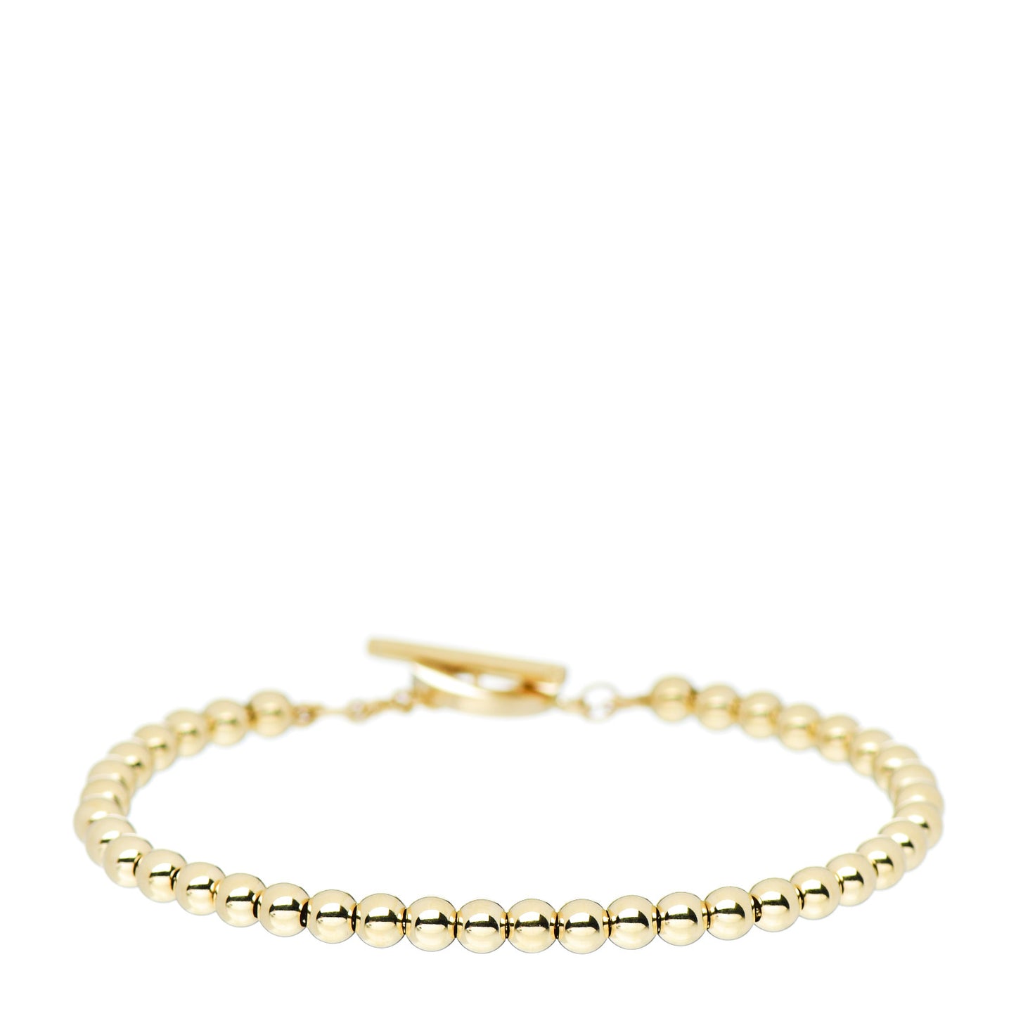 18K Yellow Gold 4mm Beads Toggle Bracelet