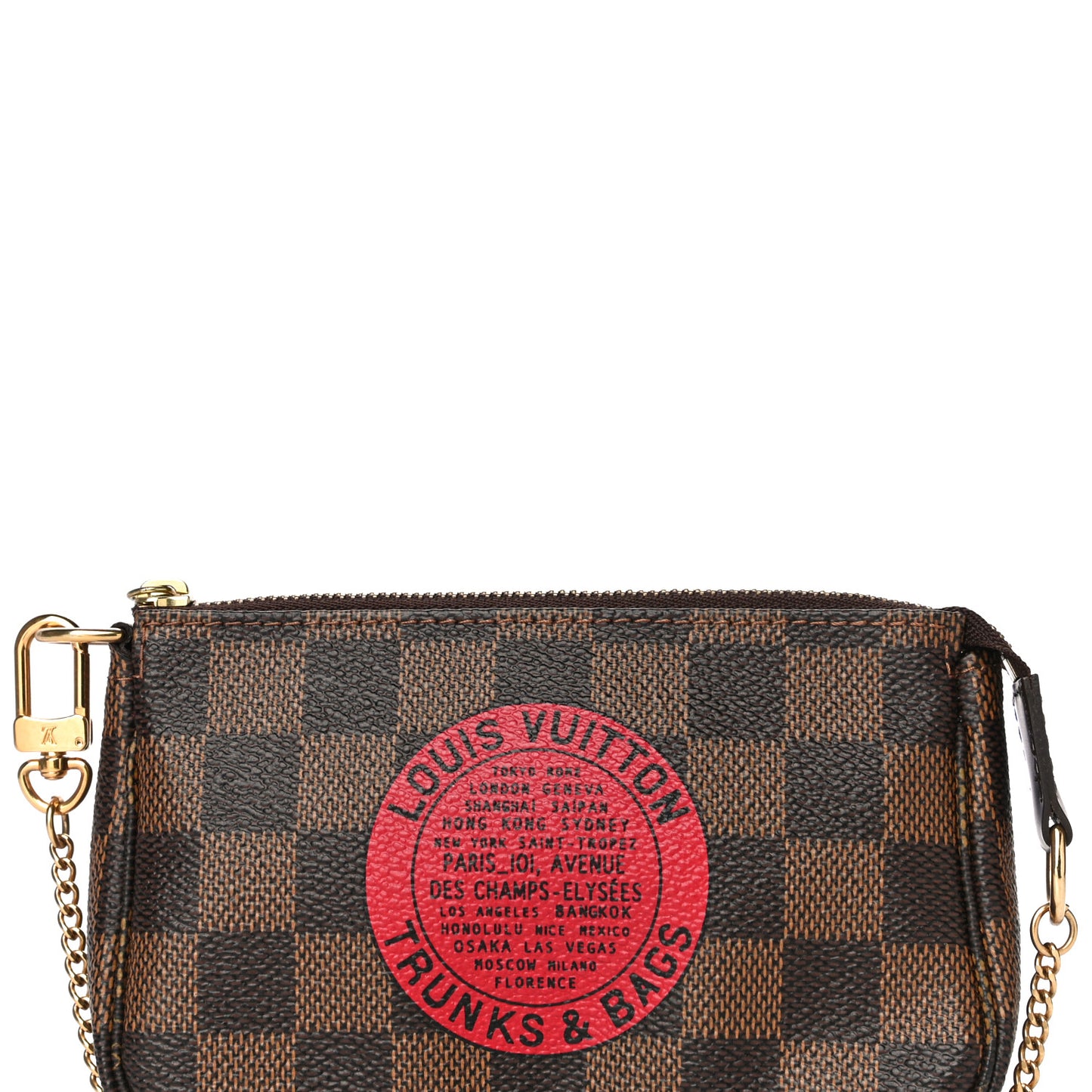 Damier Ebene Complice Trunks and Bags Mini Pochette Accessories Red