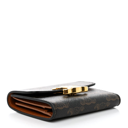 Celine Triomphe Canvas Compact Wallet With Coin Purse Tan 6 of 15