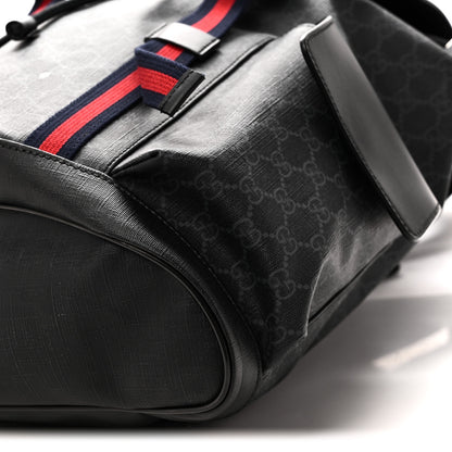 Gucci Soft GG Supreme Monogram Calfskin Web Double Buckle Backpack Black 10 of 10