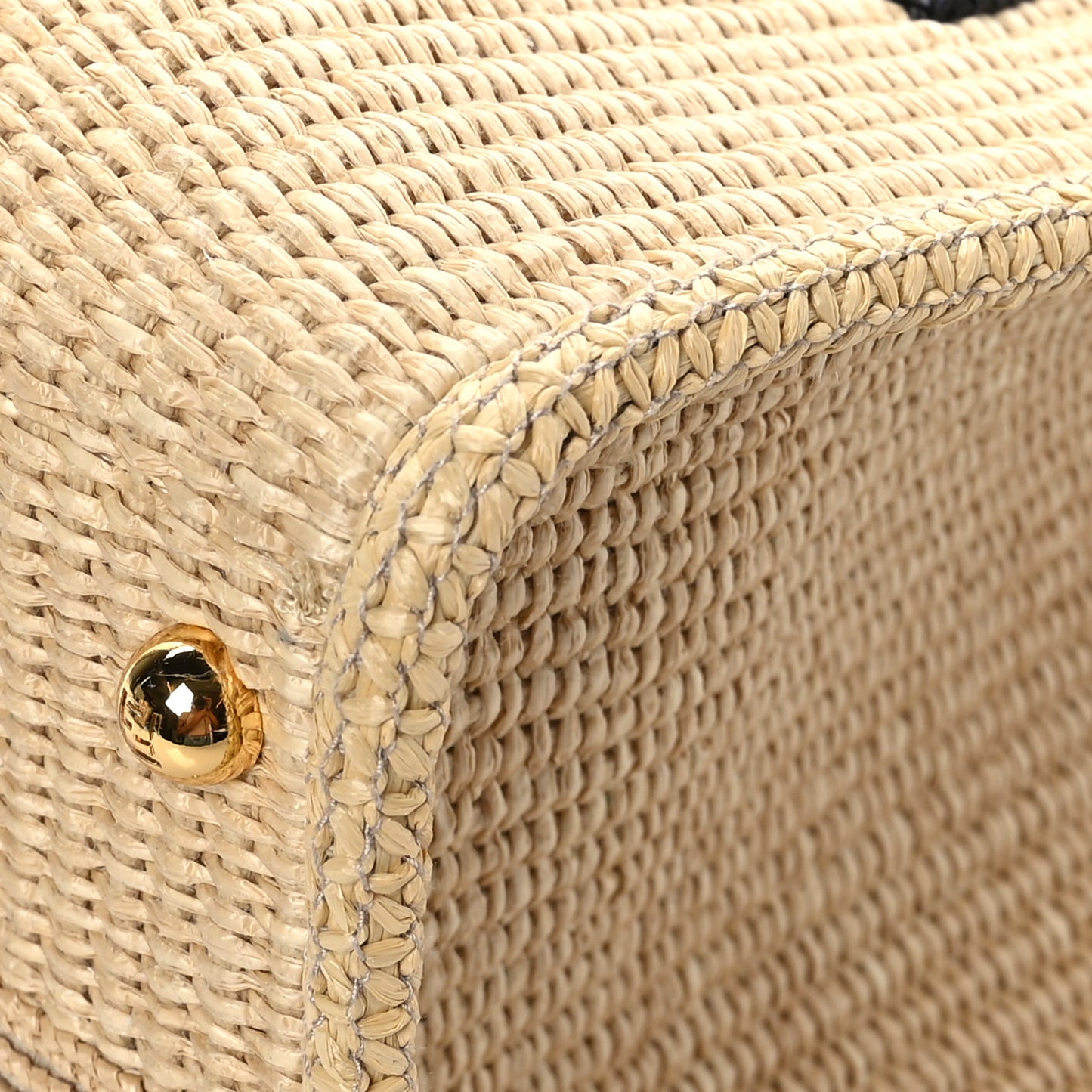 Straw Vitello King Plexiglass Woven Medium Fendi Sunshine Shopper Tote Natural Black
