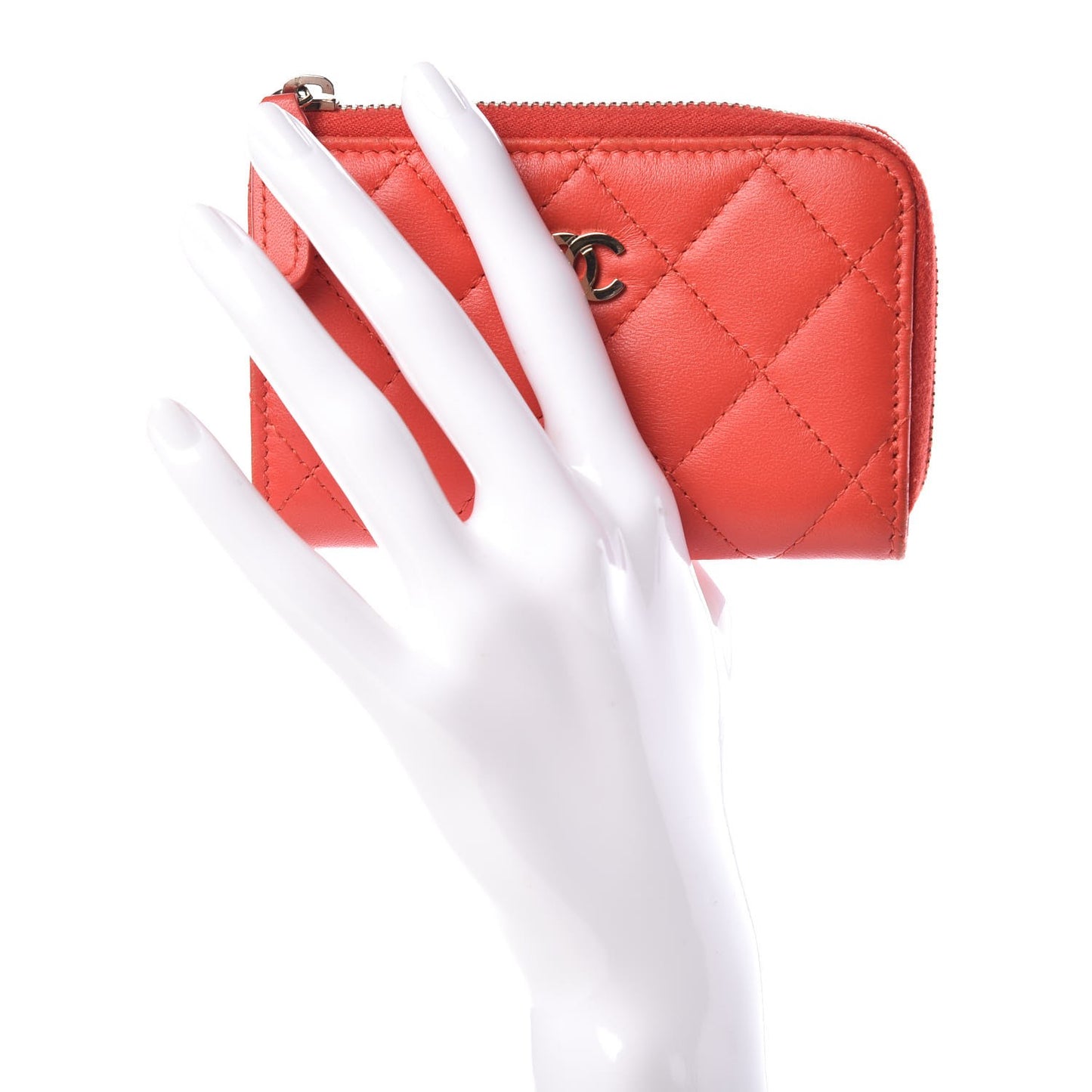 Lambskin Quilted Key Holder Case Red
