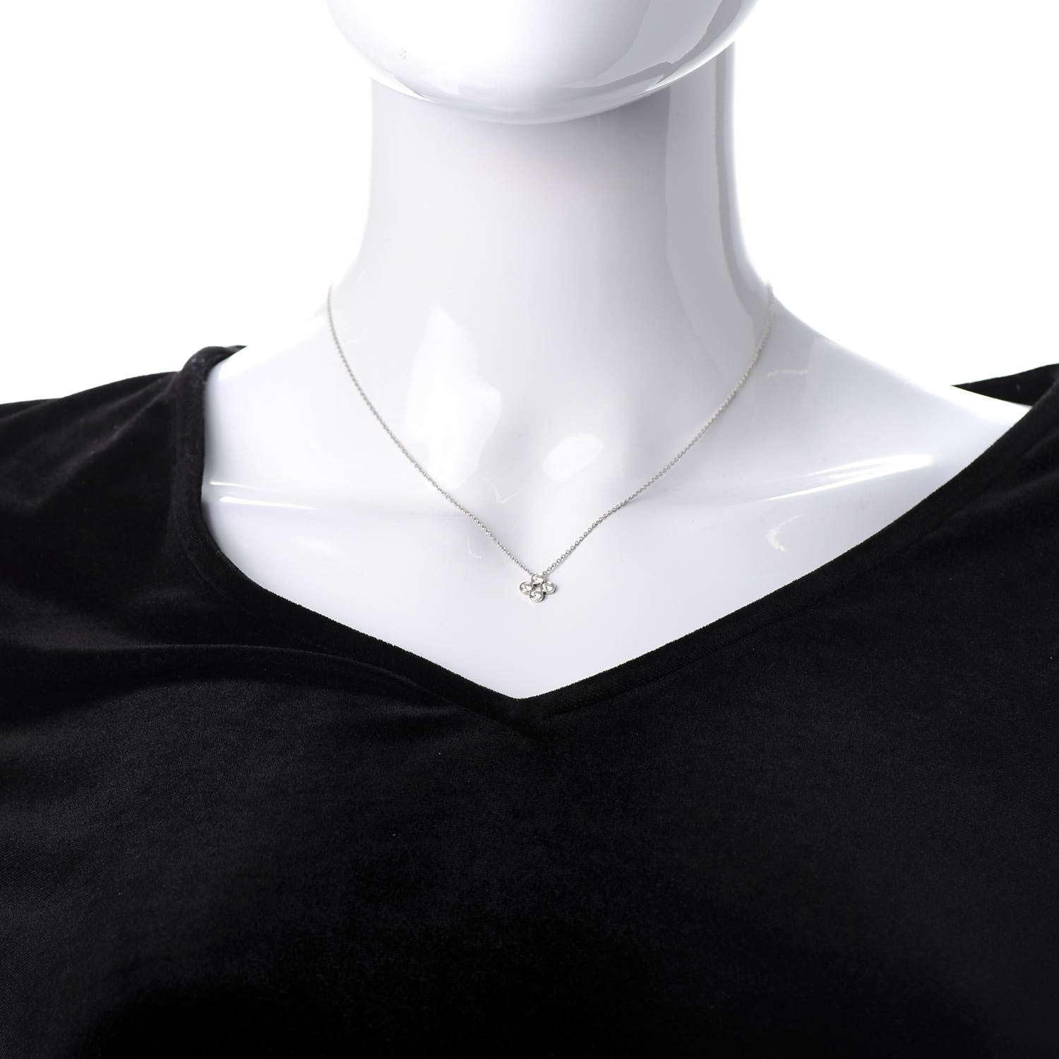 Tiffany Platinum Diamond Four-Stone Pendant Necklace 2 of 5