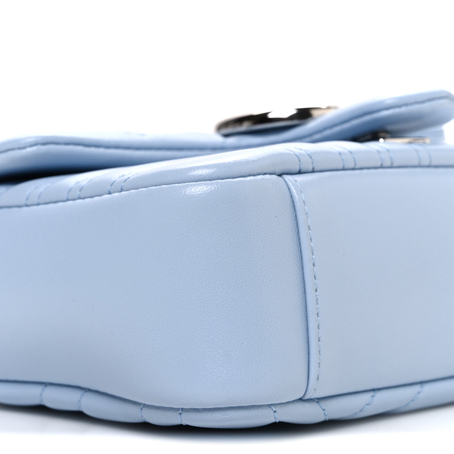 Gucci Lambskin Matelasse Small GG Marmont Shoulder Bag Light Blue 9 of 10