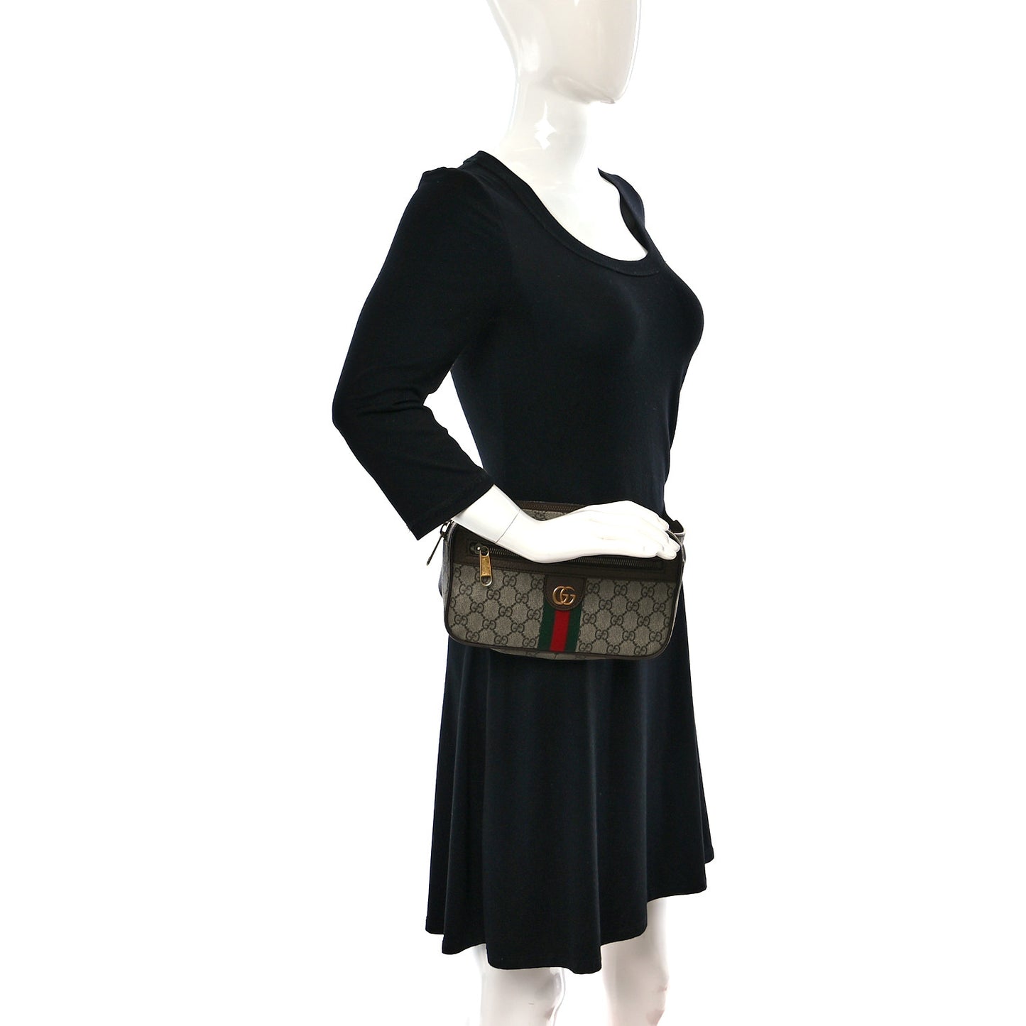 Soft GG Supreme Monogram Medium Ophidia Belt Bag Dark Brown