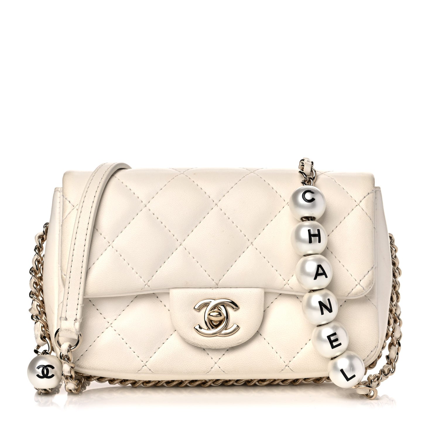 Lambskin Quilted Mini My Precious Flap White