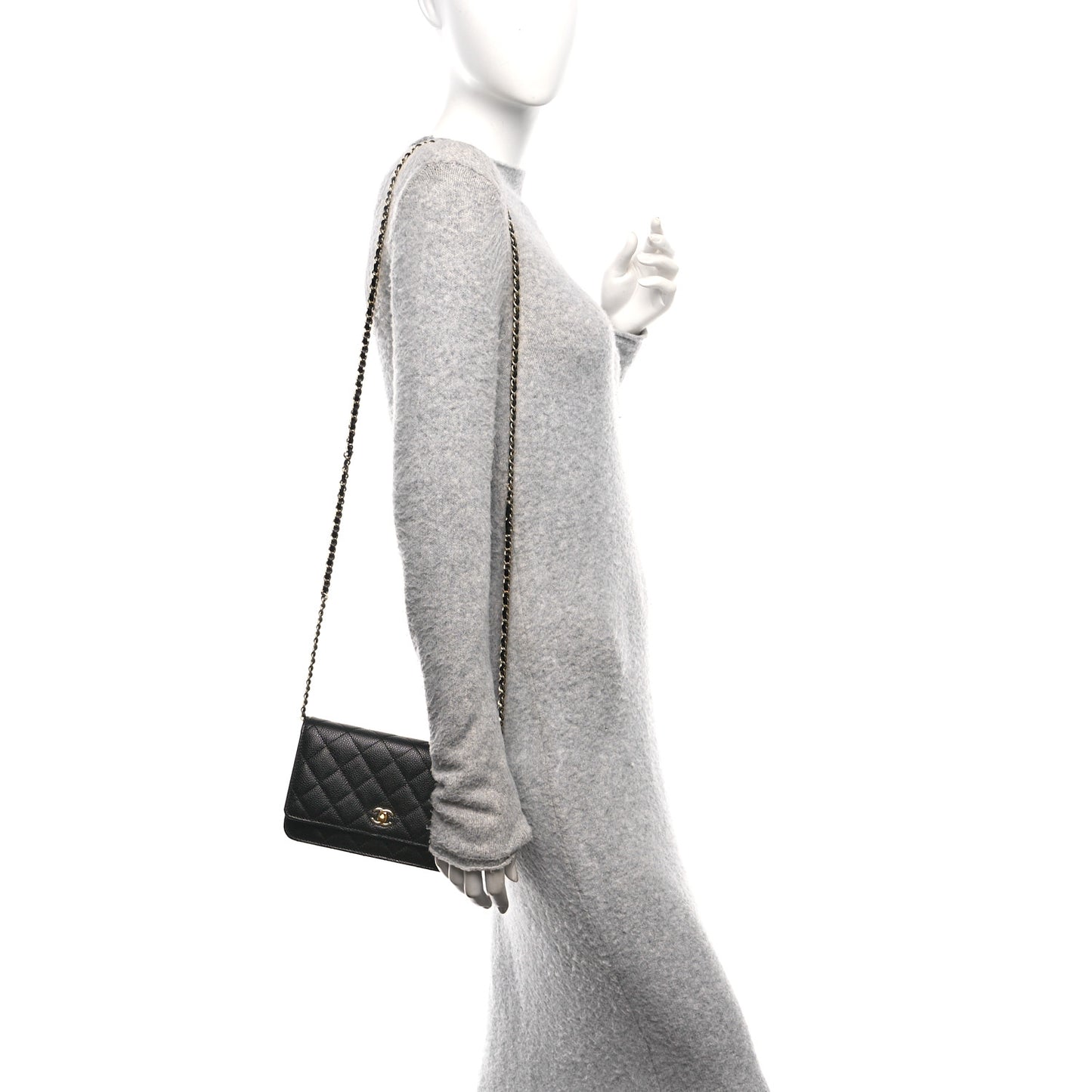 Caviar Quilted CC Turnlock Wallet On Chain WOC Black
