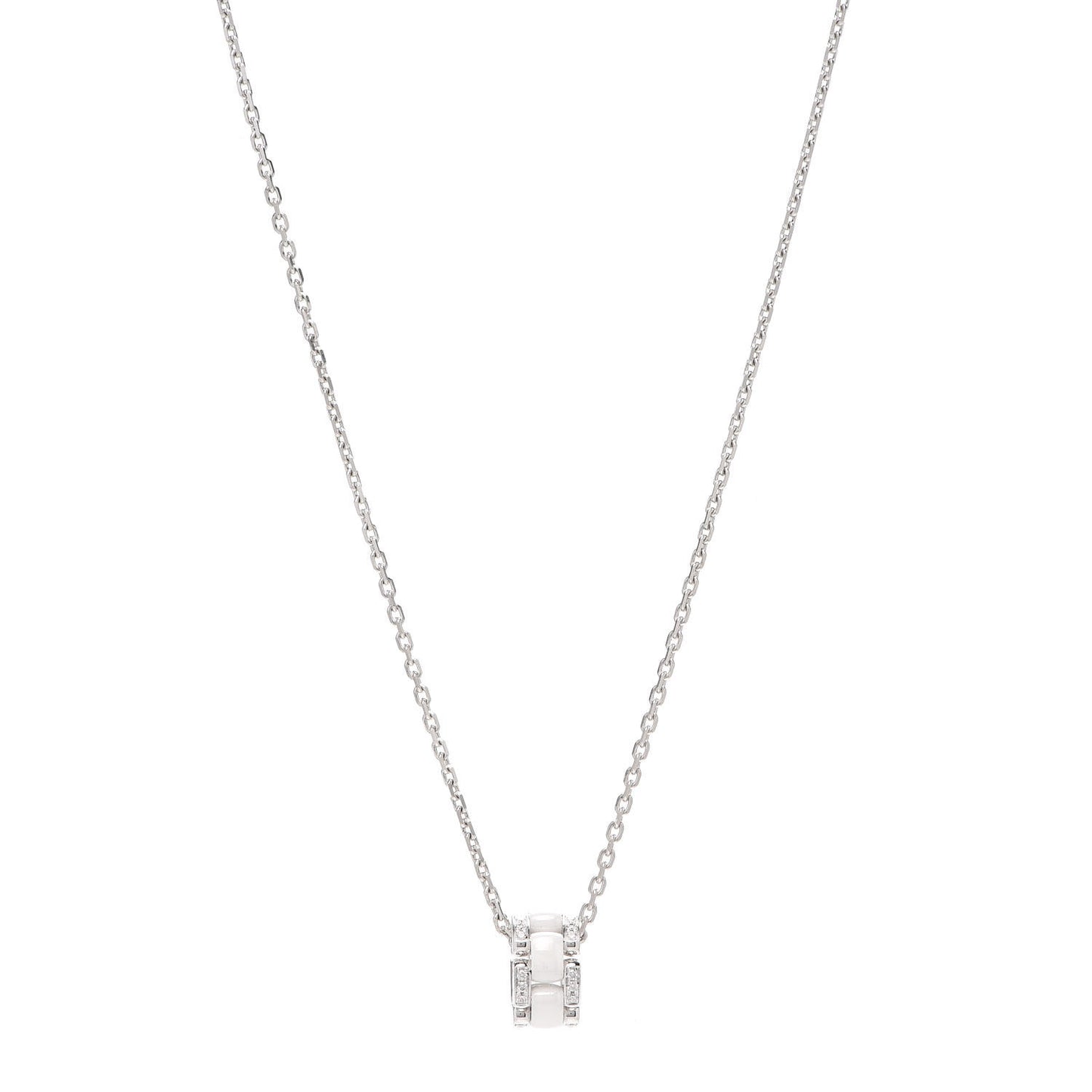 18K White Gold Diamond Ceramic Ultra Pendant Necklace White