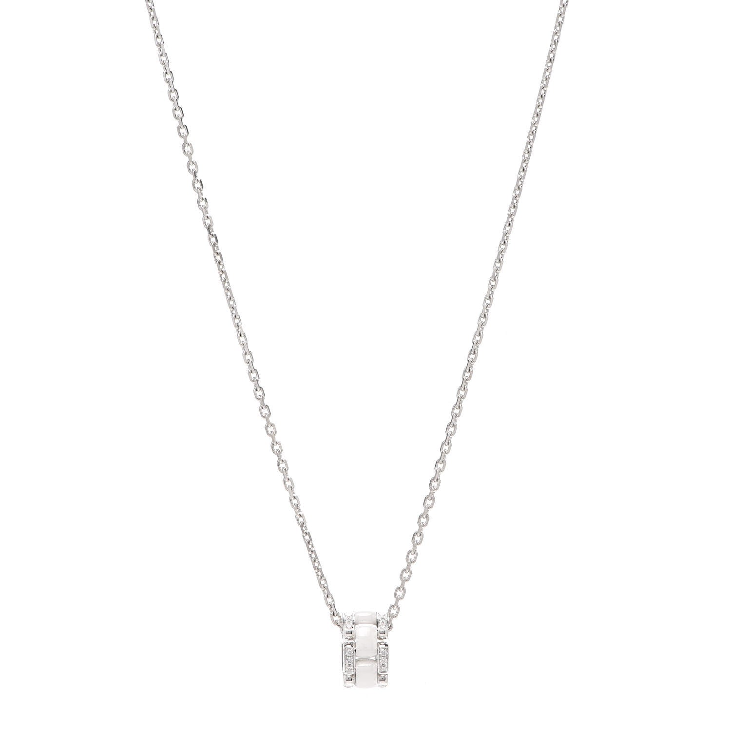 Chanel 18K White Gold Diamond Ceramic Ultra Pendant Necklace White 1 of 5
