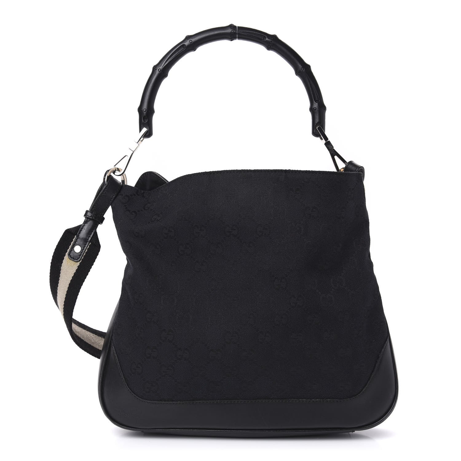 Gucci Monogram Bamboo Top Handle Bag Black 1 of 12