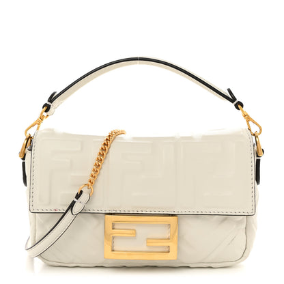 Fendi Nappa FF 1974 Embossed Mini Baguette White 1 of 16