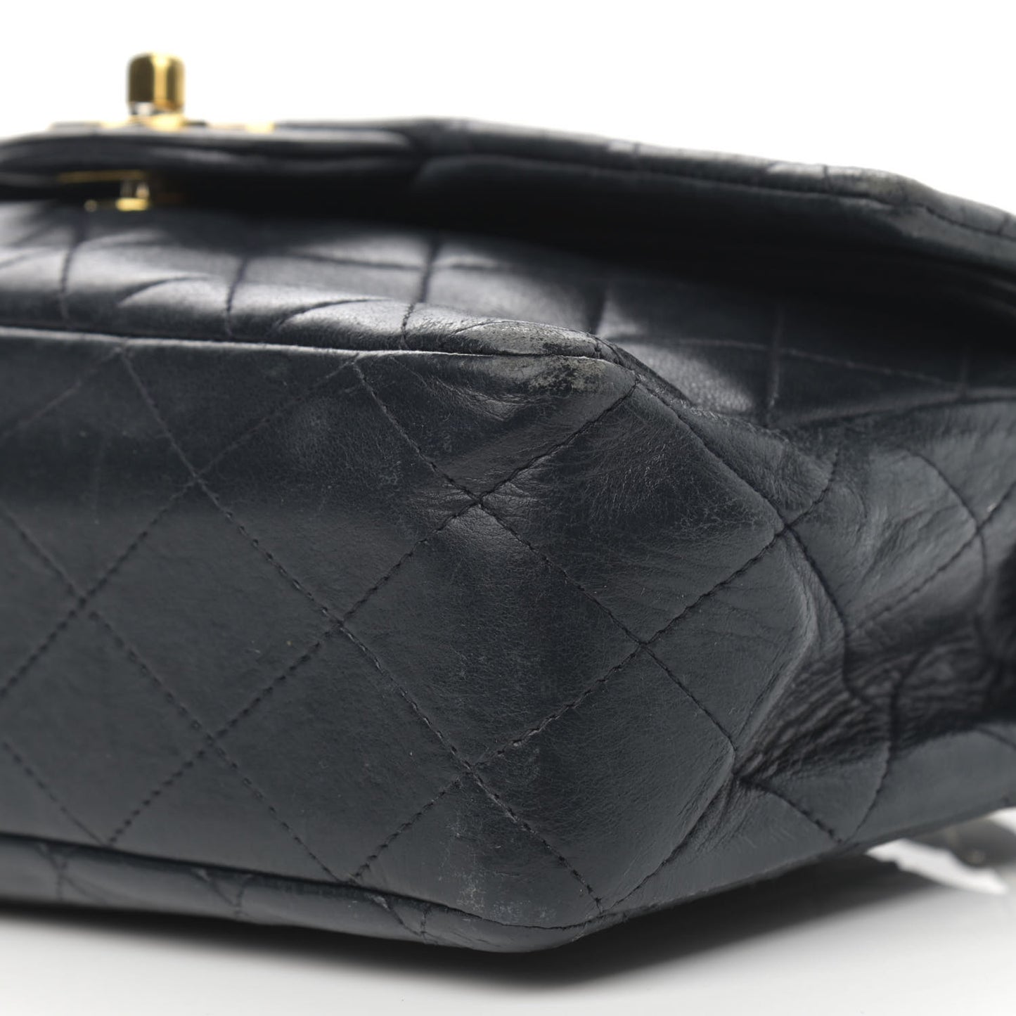 Lambskin Quilted Small Double Flap Navy