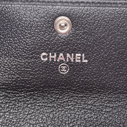 Chanel Goatskin Embossed Camellia Flap Card Holder Black 6 of 9