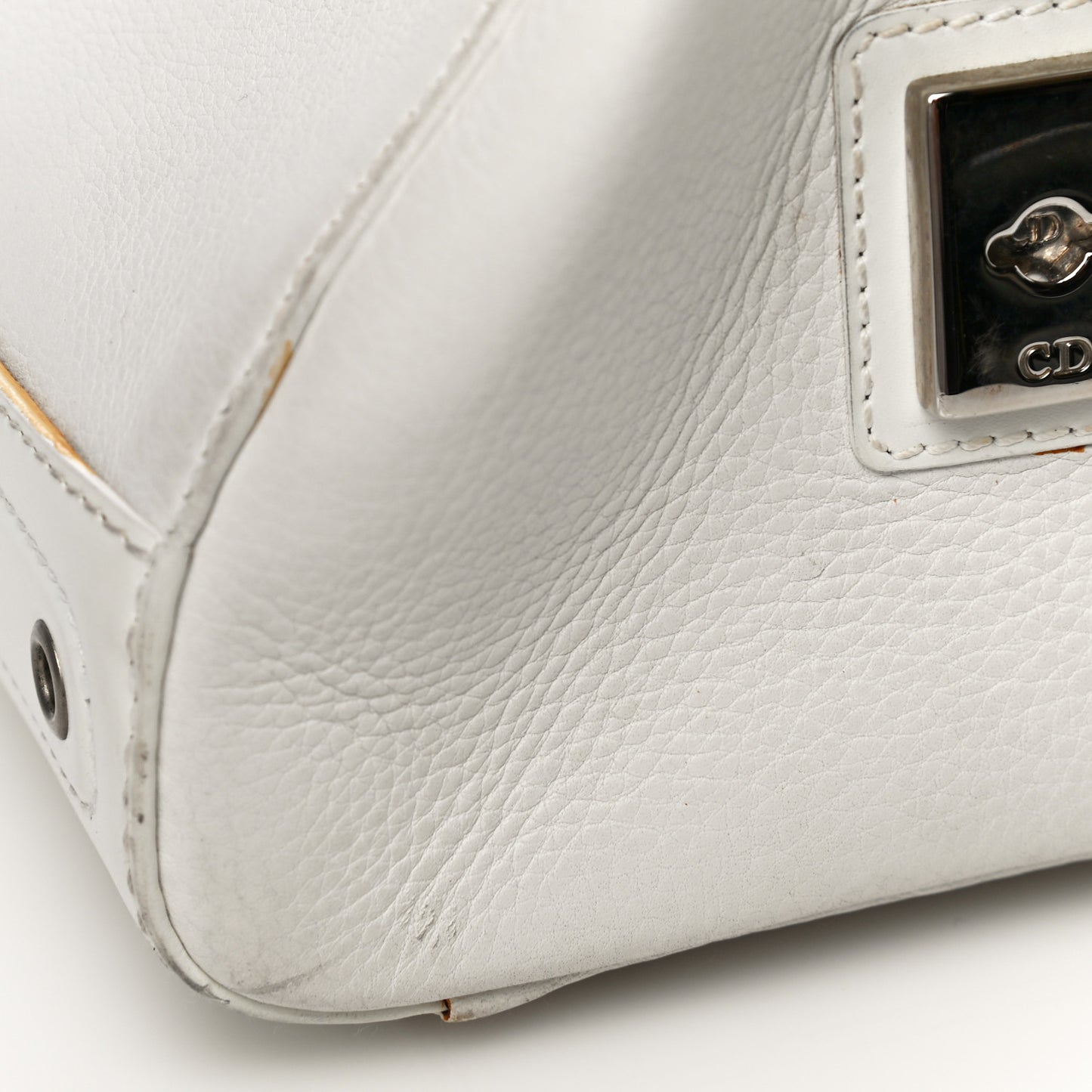 Grained Calfskin Street Chic Top Handle Bag White