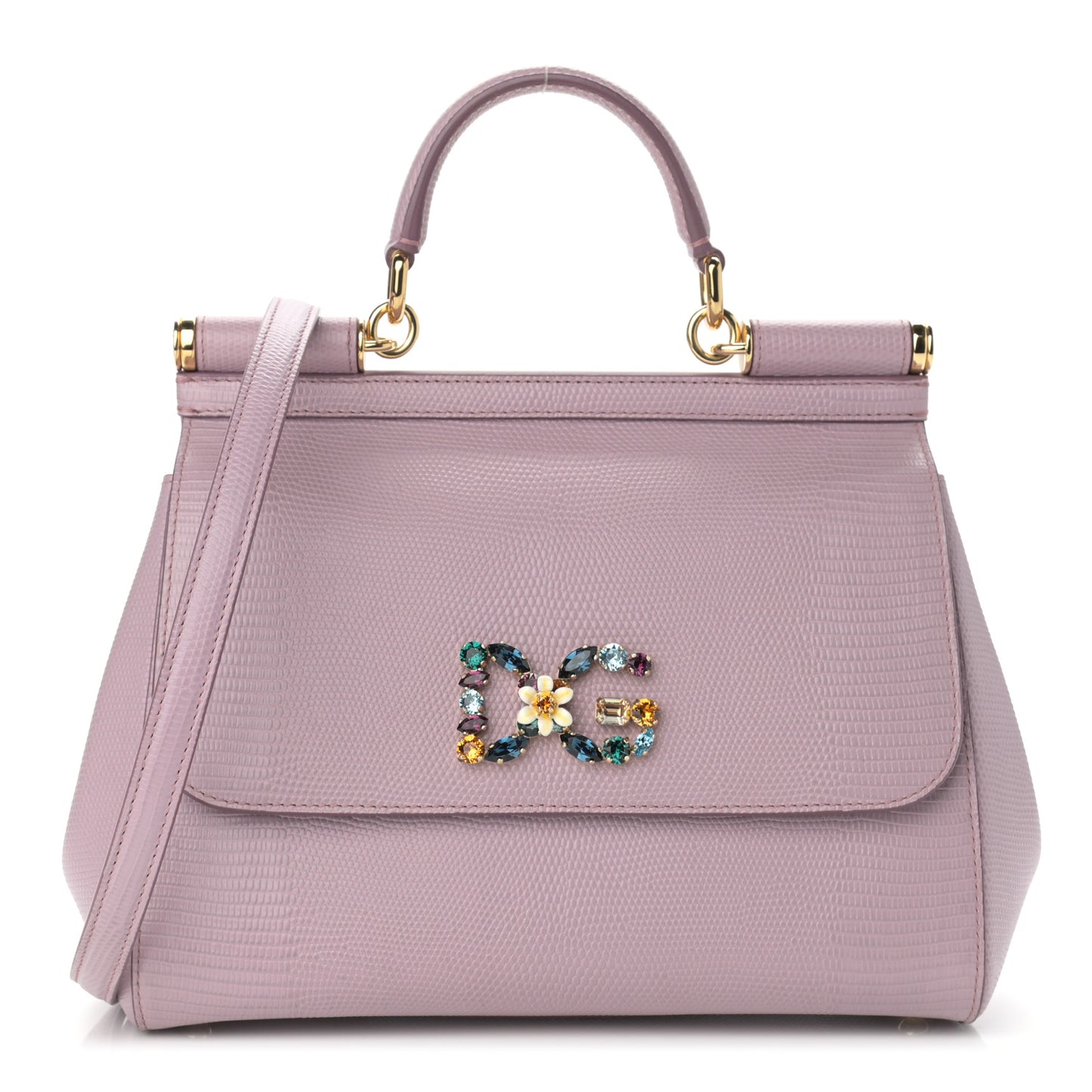 Stampa Iguana Crystal Medium Miss Sicily Satchel Purple