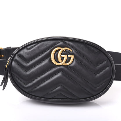 Gucci Calfskin Matelasse GG Marmont Belt Bag 95 38 Black 10 of 10