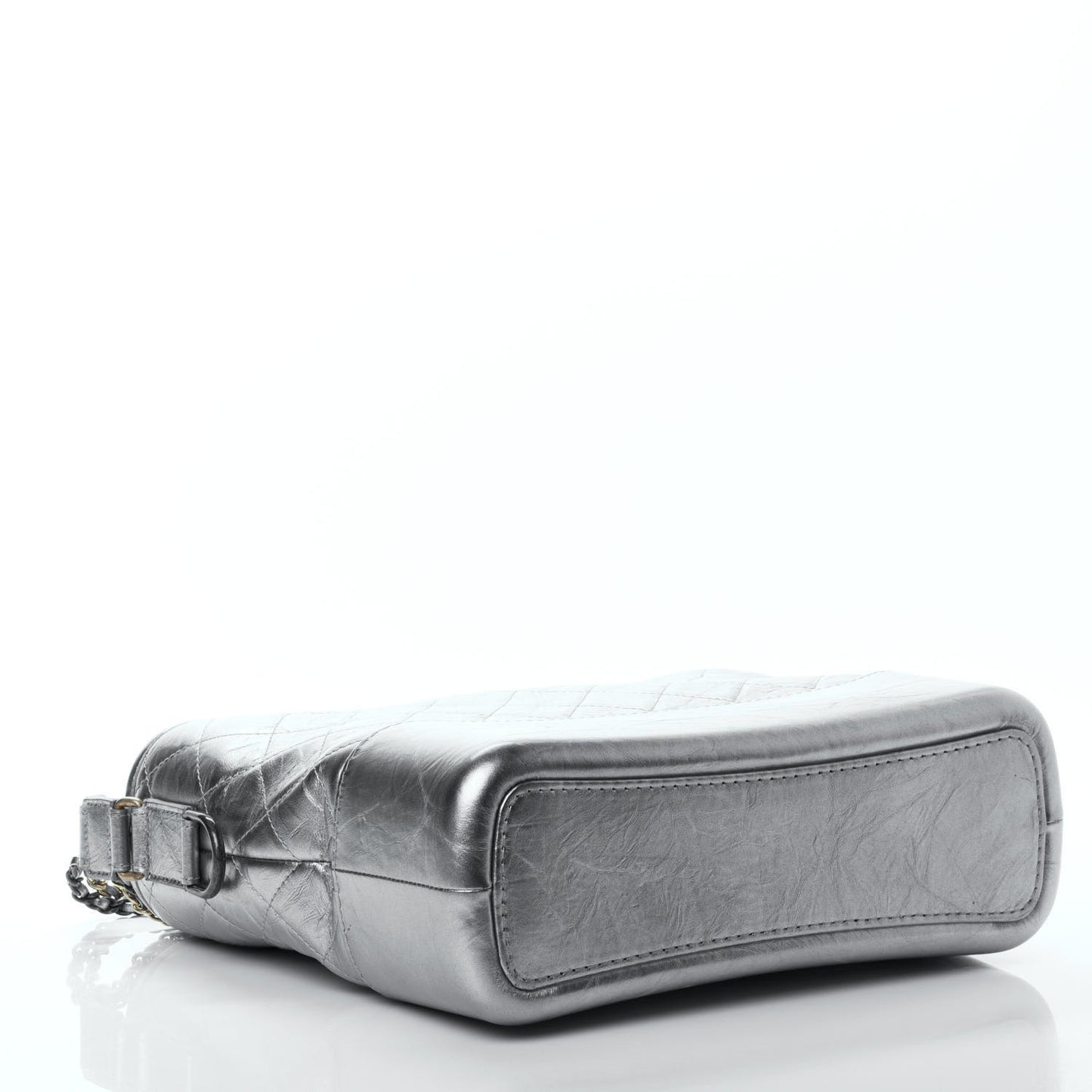 Metallic Lambskin Calfskin Quilted Medium Gabrielle Hobo Silver