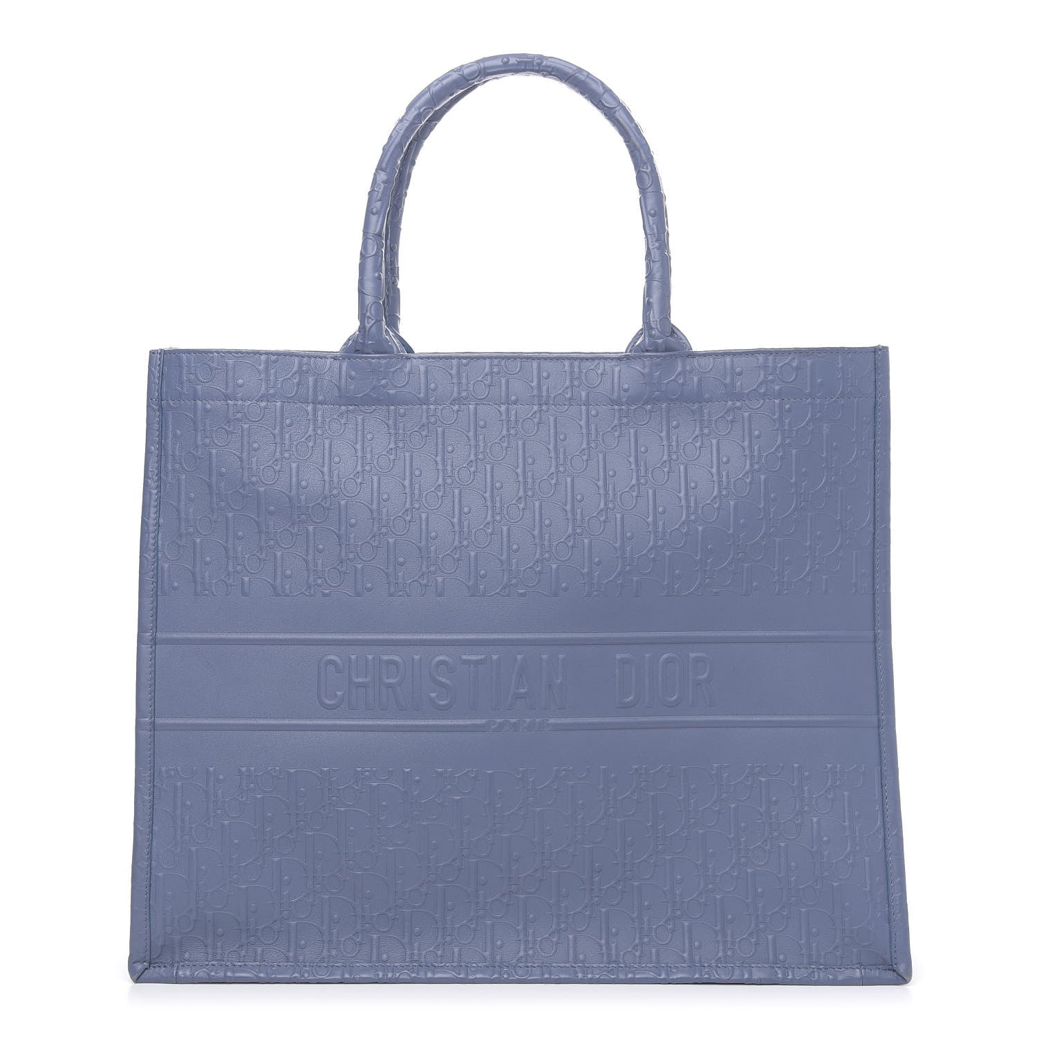 Christian Dior Oblique Calfskin Embossed Book Tote Denim Blue 1 of 11
