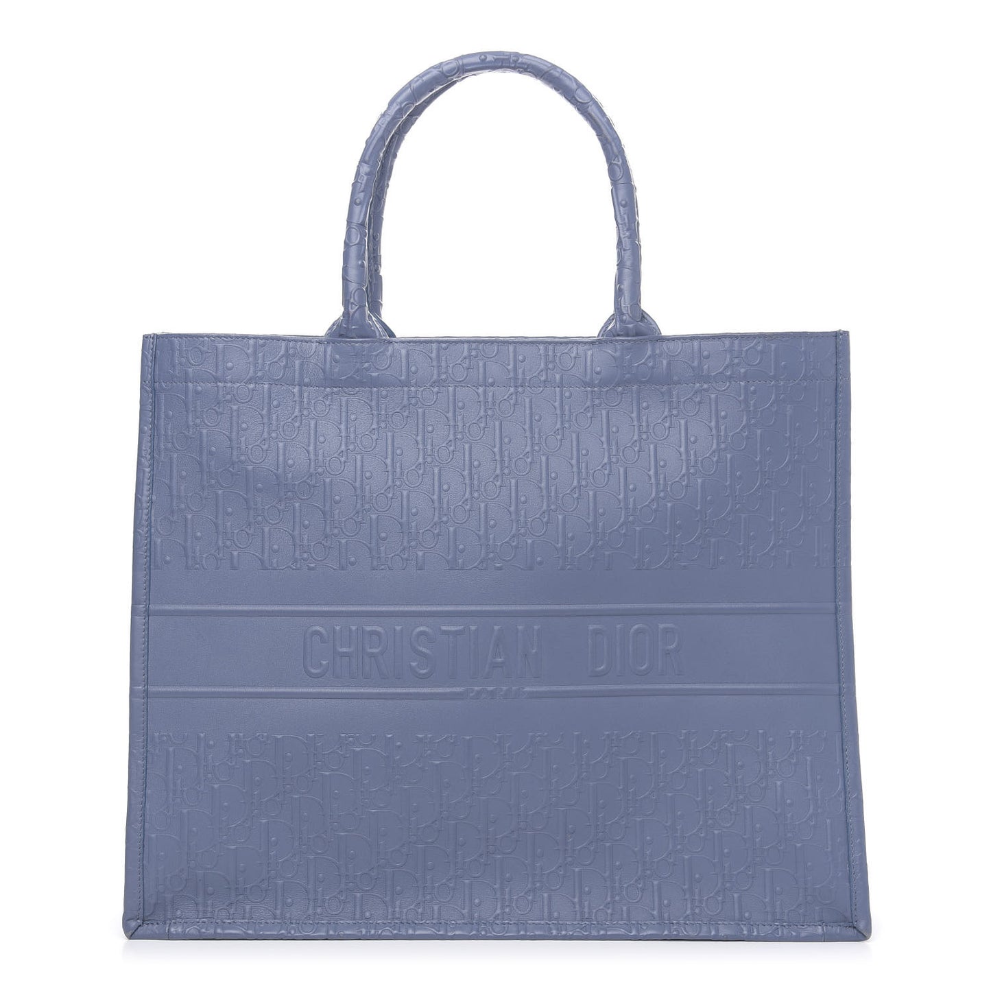 Oblique Calfskin Embossed Book Tote Denim Blue