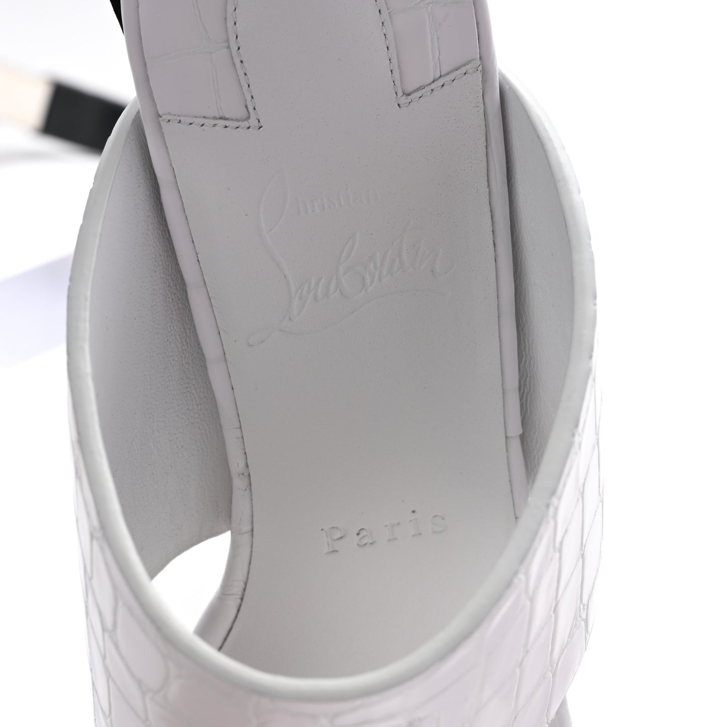 Calfskin Crocodile Embossed CL Tongamule 55 Mule 38.5 White