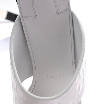 Christian Louboutin Calfskin Crocodile Embossed CL Tongamule 55 Mule 38.5 White 6 of 7