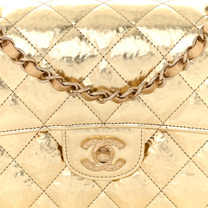Chanel Hammered Metallic Calfskin Quilted Small Double Flap Gold 8 of 11