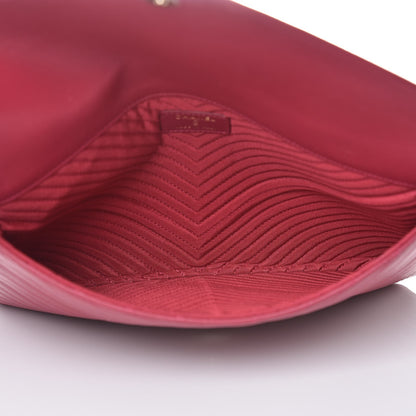 Chanel Calfskin Chevron Quilted Small Envelope Clutch Pink 5 of 7