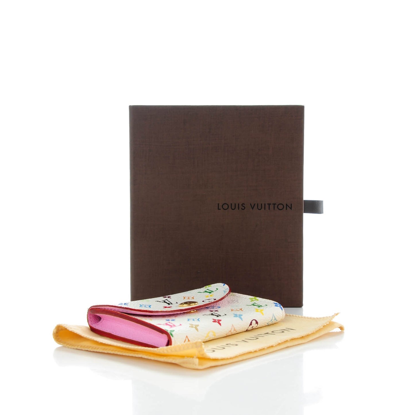 Monogram Multicolor Business Card Holder White Litchi