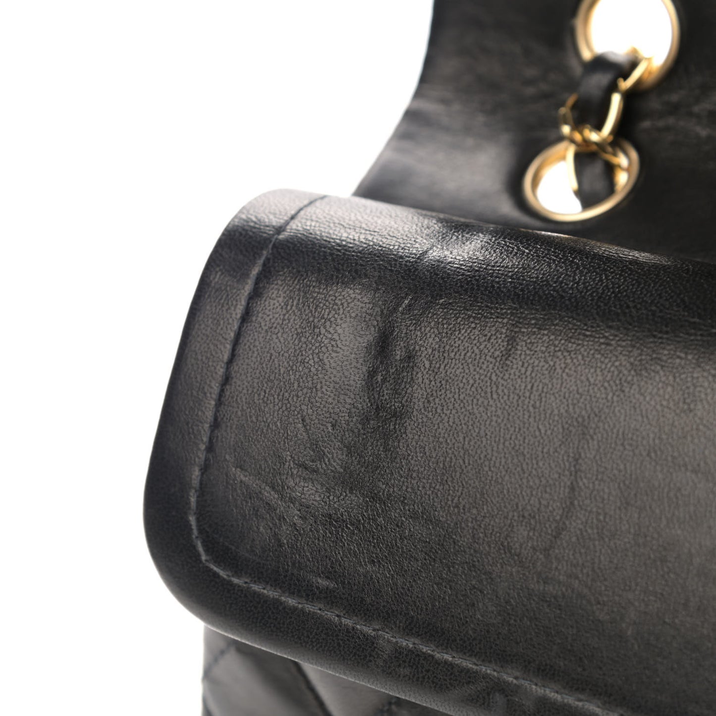 Lambskin Quilted Medium Double Flap Navy