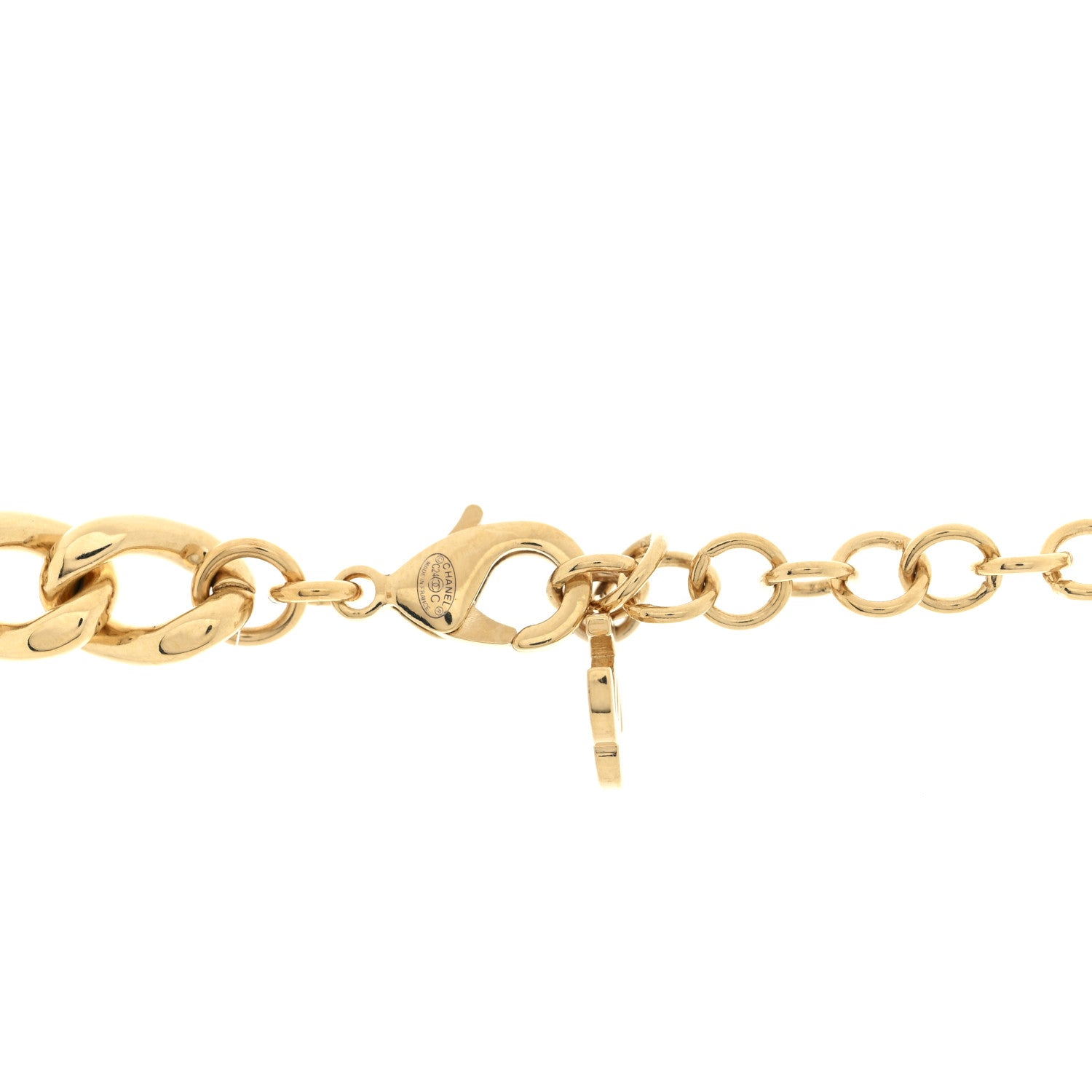 Chanel Crystal Pearl Star Rollerblade Logo Necklace Gold 4 of 4