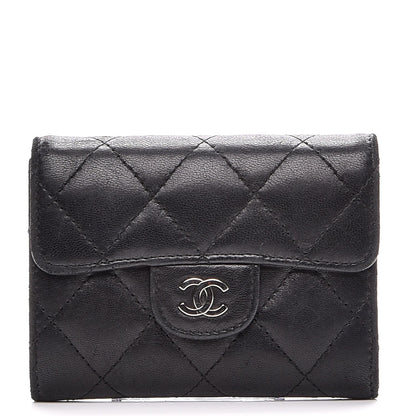 Chanel Lambskin Quilted Flap Card Holder Wallet Black 1 of 8