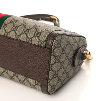 Gucci GG Supreme Monogram Textured Dollar Calfskin Web Medium Ophidia Boston Beige Ebony New Acero 10 of 10